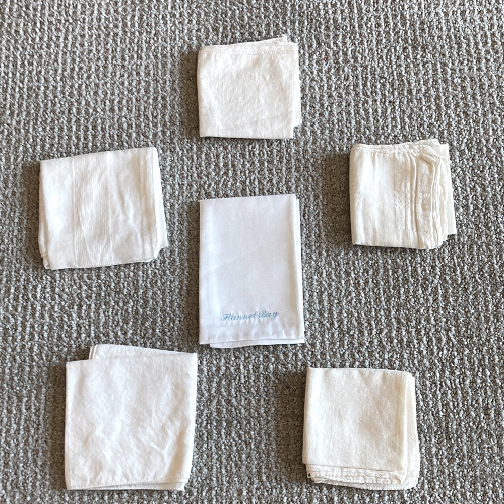 6 White Ivory Pocket Squares